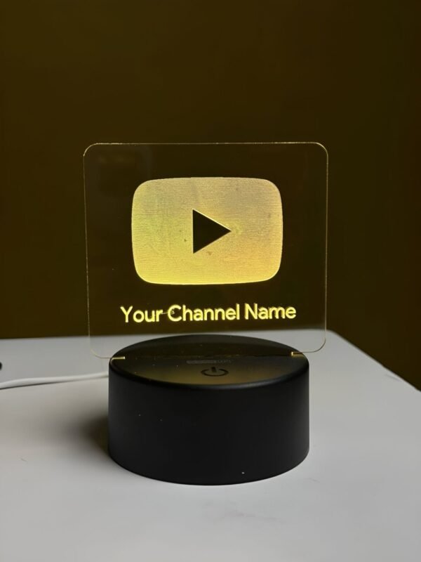 Customizable Youtube Logo Design Acrylic Multicolor Night Lamp – Black - Image 2