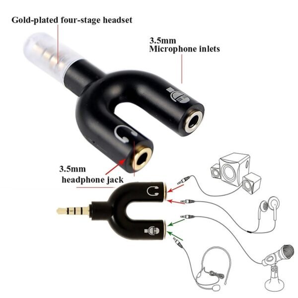 U-Shape Converter- 3.5mm Audio Splitter For Headphone and Microphone