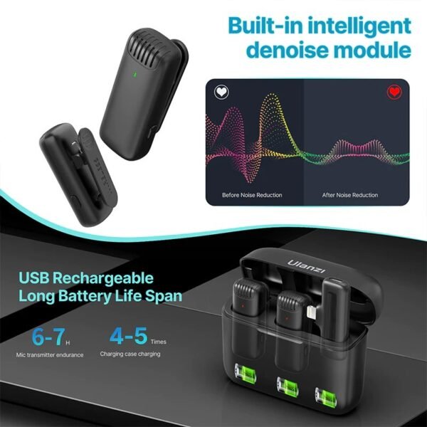 Ulanzi J12 Dual Wireless Microphone for Android With Charging Case For Type-C - Image 3