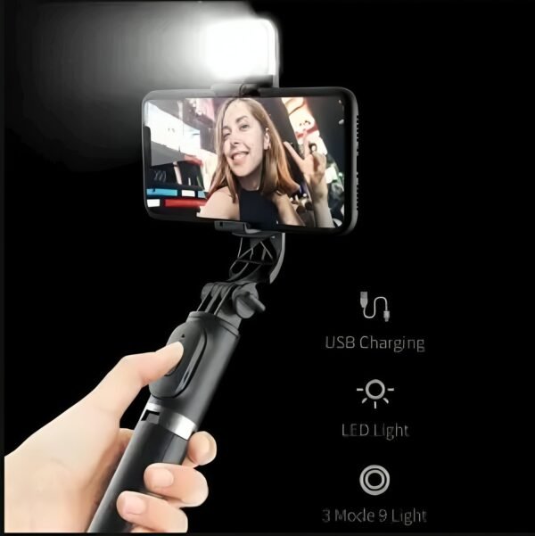 Q07 Tripod + Selfie stick With Light - Image 3